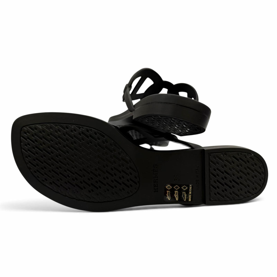 Pristine HERMES Sandals Egeri Chaine d'Ancre flat sandals with thong rubber 36