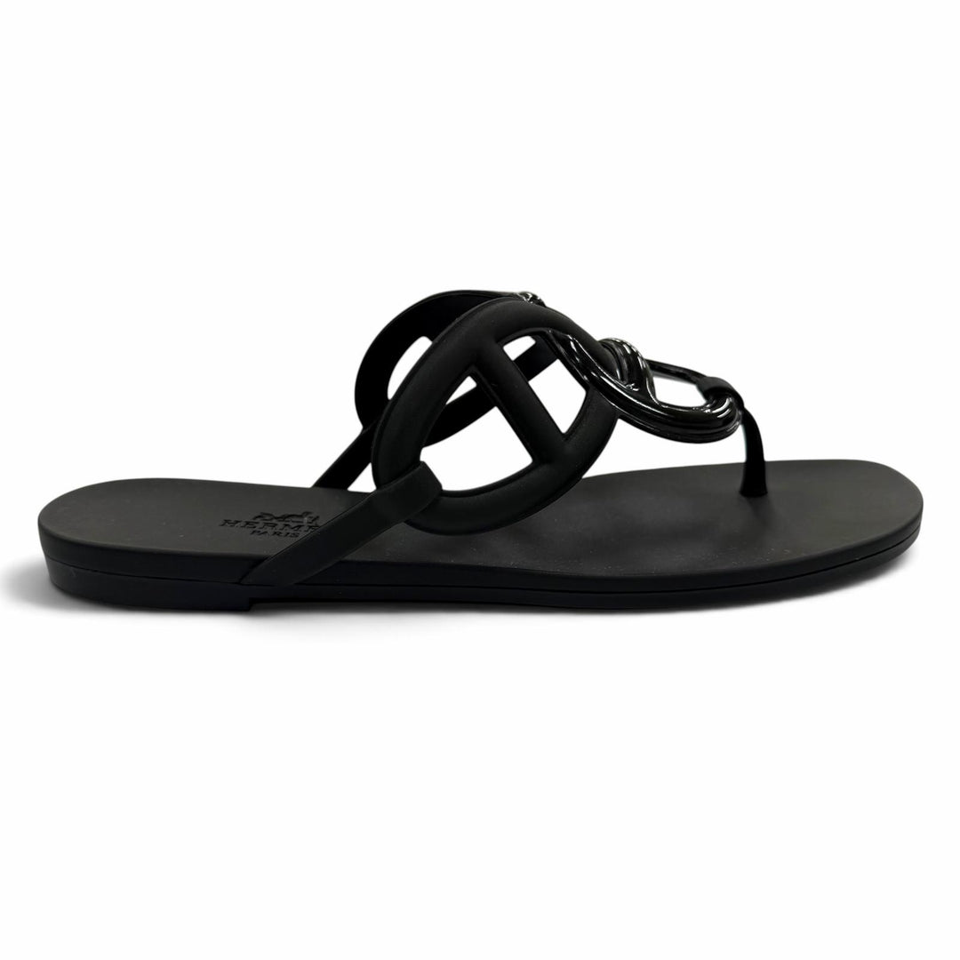 Pristine HERMES Sandals Egeri Chaine d'Ancre flat sandals with thong rubber 36