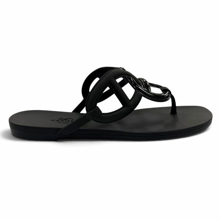 Pristine HERMES Sandals Egeri Chaine d'Ancre flat sandals with thong rubber 36