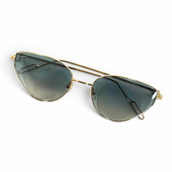 Pristine Cartier PANTHERE de Cartier Sunglasses 2C Decor Cat's Eye CT0155S