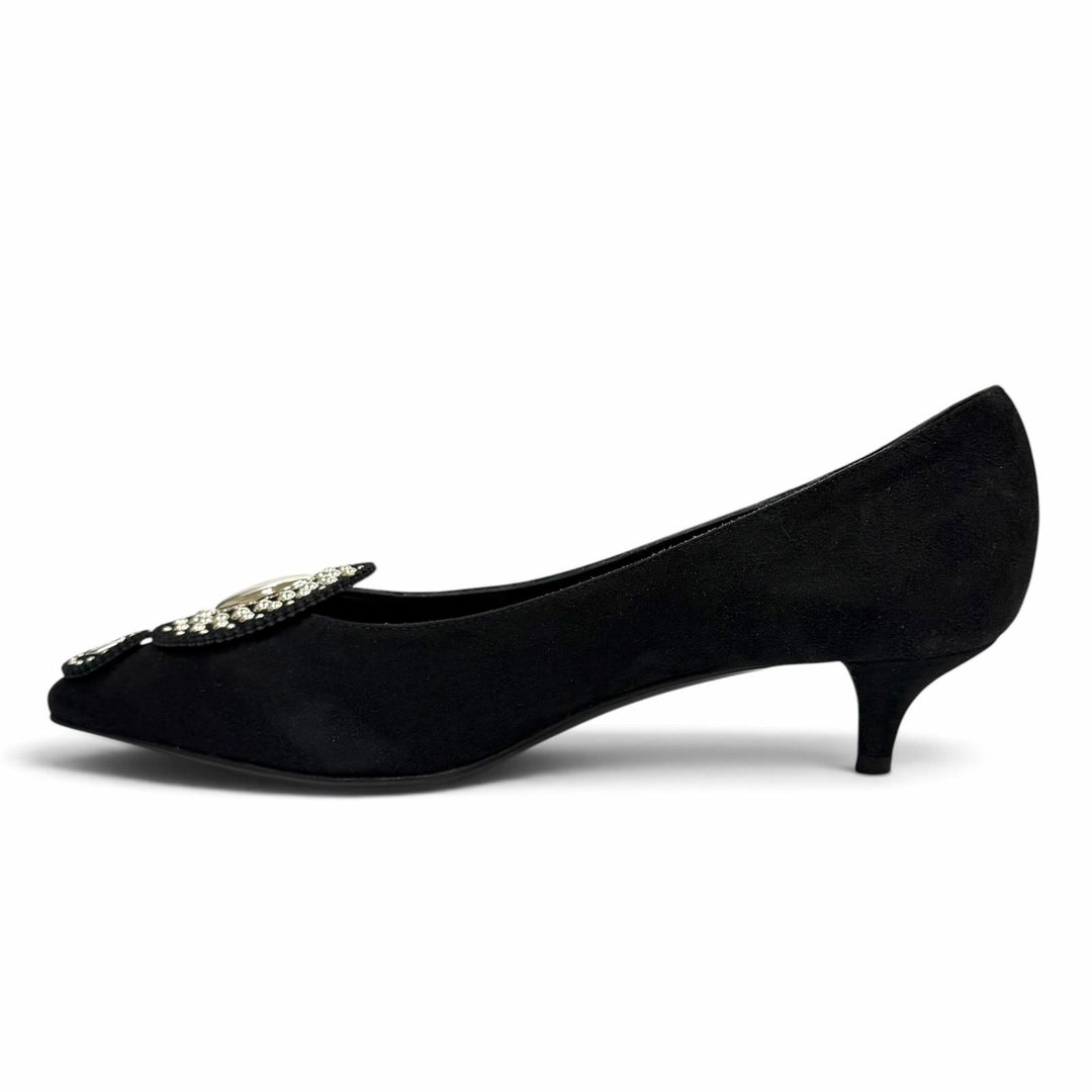 Pristine HERMES pumps Studded pointed-toe suede leather shoes Suede leather 36