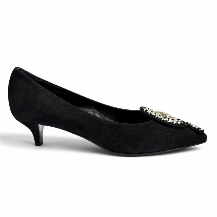 Pristine HERMES pumps Studded pointed-toe suede leather shoes Suede leather 36