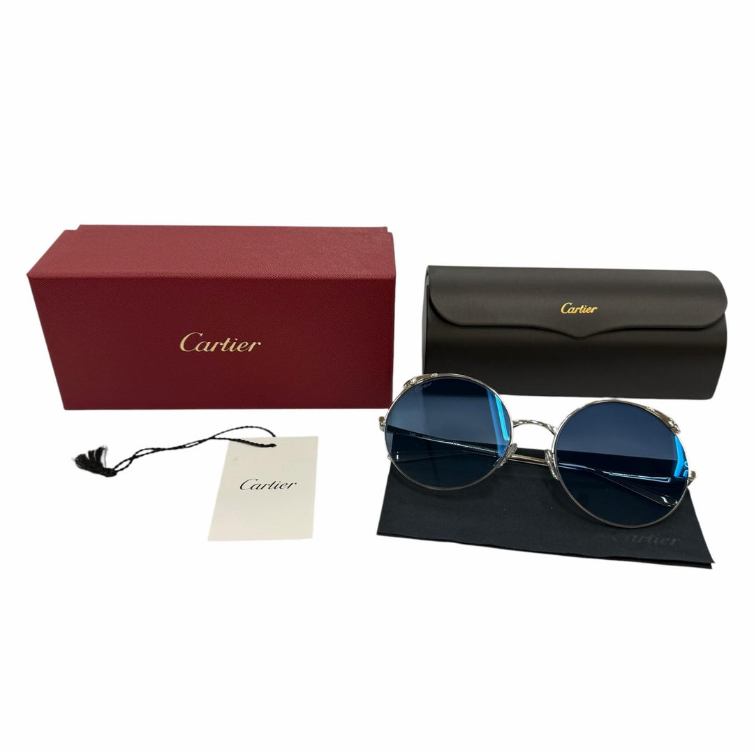 Pristine Cartier sunglasses PANTHERE Round Half-Rim Silver Women CT0149S