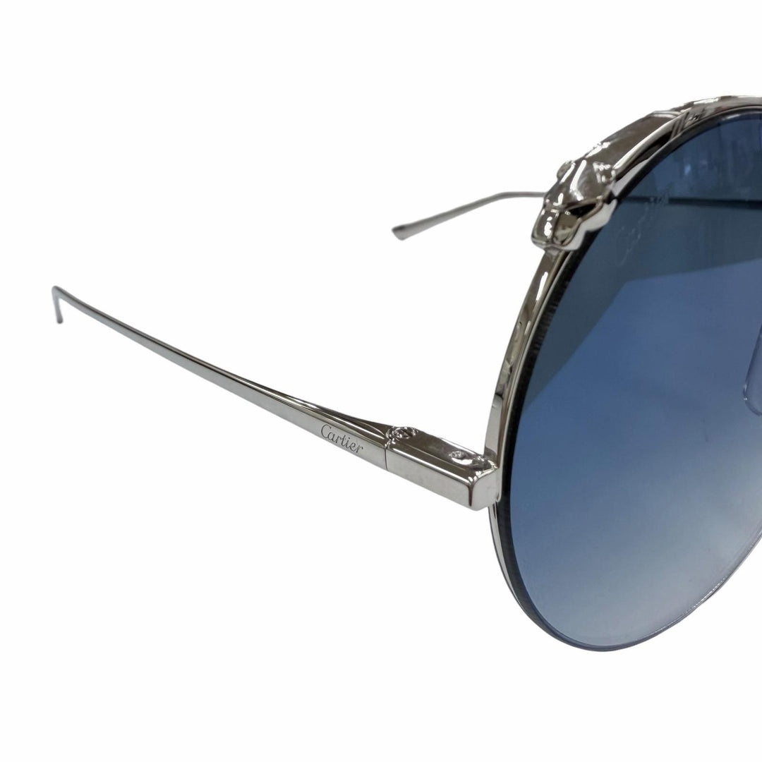 Pristine Cartier sunglasses PANTHERE Round Half-Rim Silver Women CT0149S