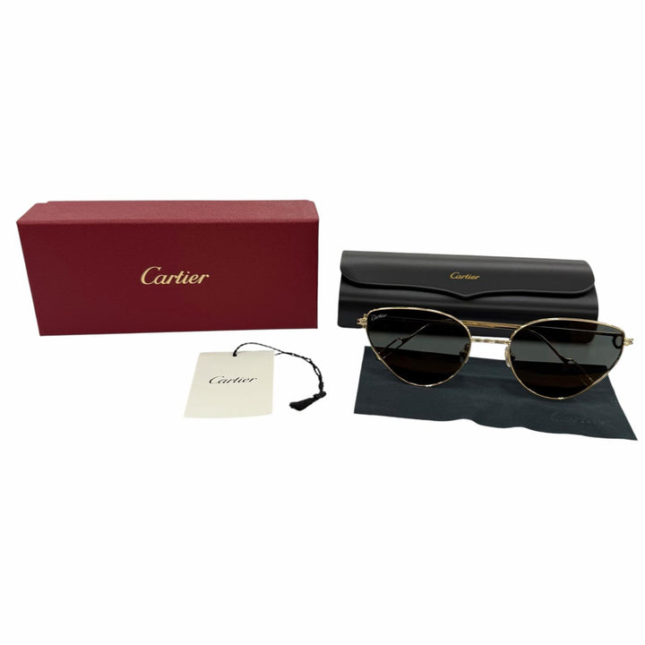 Pristine Cartier sunglasses PANTHERE 2C Decor Cat's Eye gold Women CT0155S