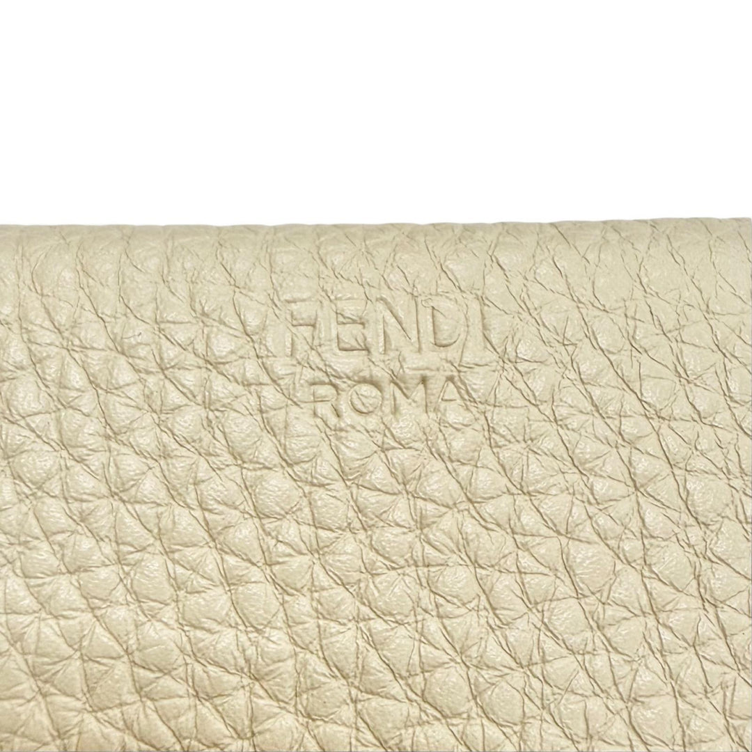 Pristine FENDI Tri-fold wallet Celeria Compact wallet Ivory leather Women 8M0426