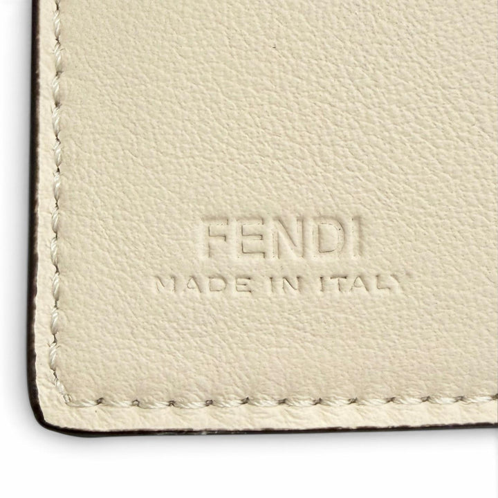 Pristine FENDI Tri-fold wallet Celeria Compact wallet Ivory leather Women 8M0426
