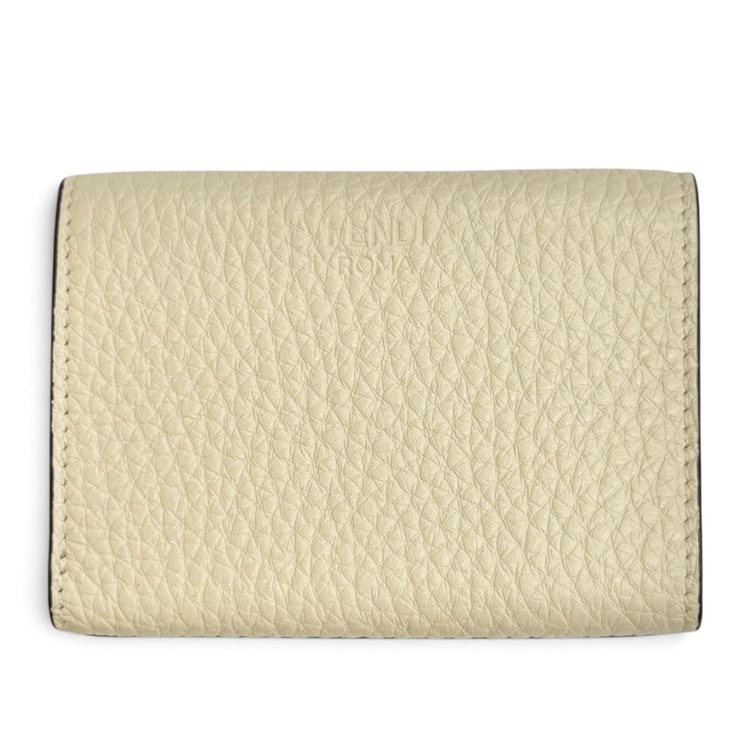 Pristine FENDI Tri-fold wallet Celeria Compact wallet Ivory leather Women 8M0426