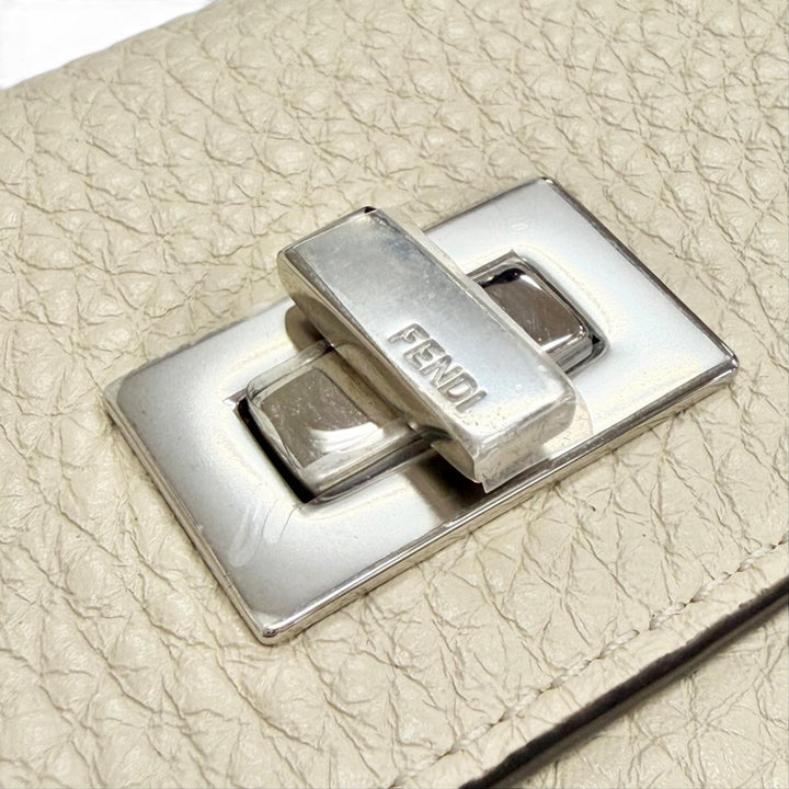 Pristine FENDI Tri-fold wallet Celeria Compact wallet Ivory leather Women 8M0426