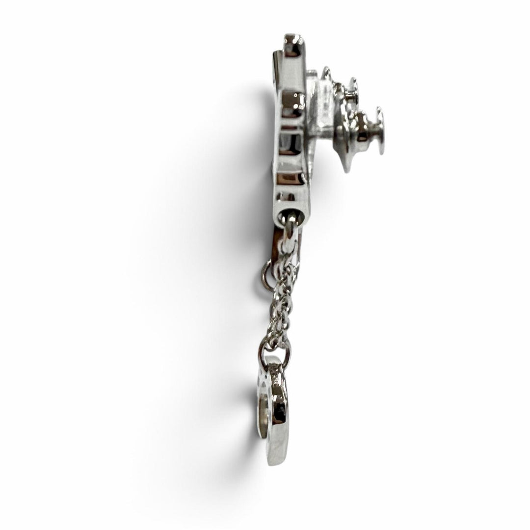 Excellent HERMES Brooch Bon Voyage Pin Brooch Chaine d'Ancre Silver Buffalo horn Women