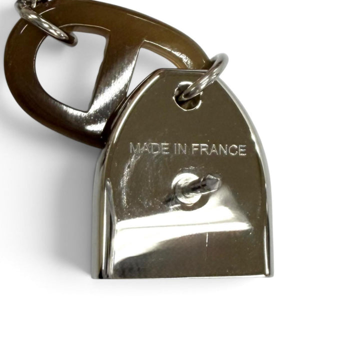 Excellent HERMES Brooch Bon Voyage Pin Brooch Chaine d'Ancre Silver Buffalo horn Women
