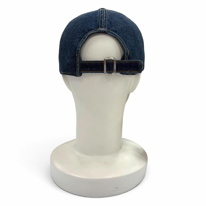 Pristine CELINE cap Logo embroidered denim hat Indigo cotton mens L 2AUS9815V