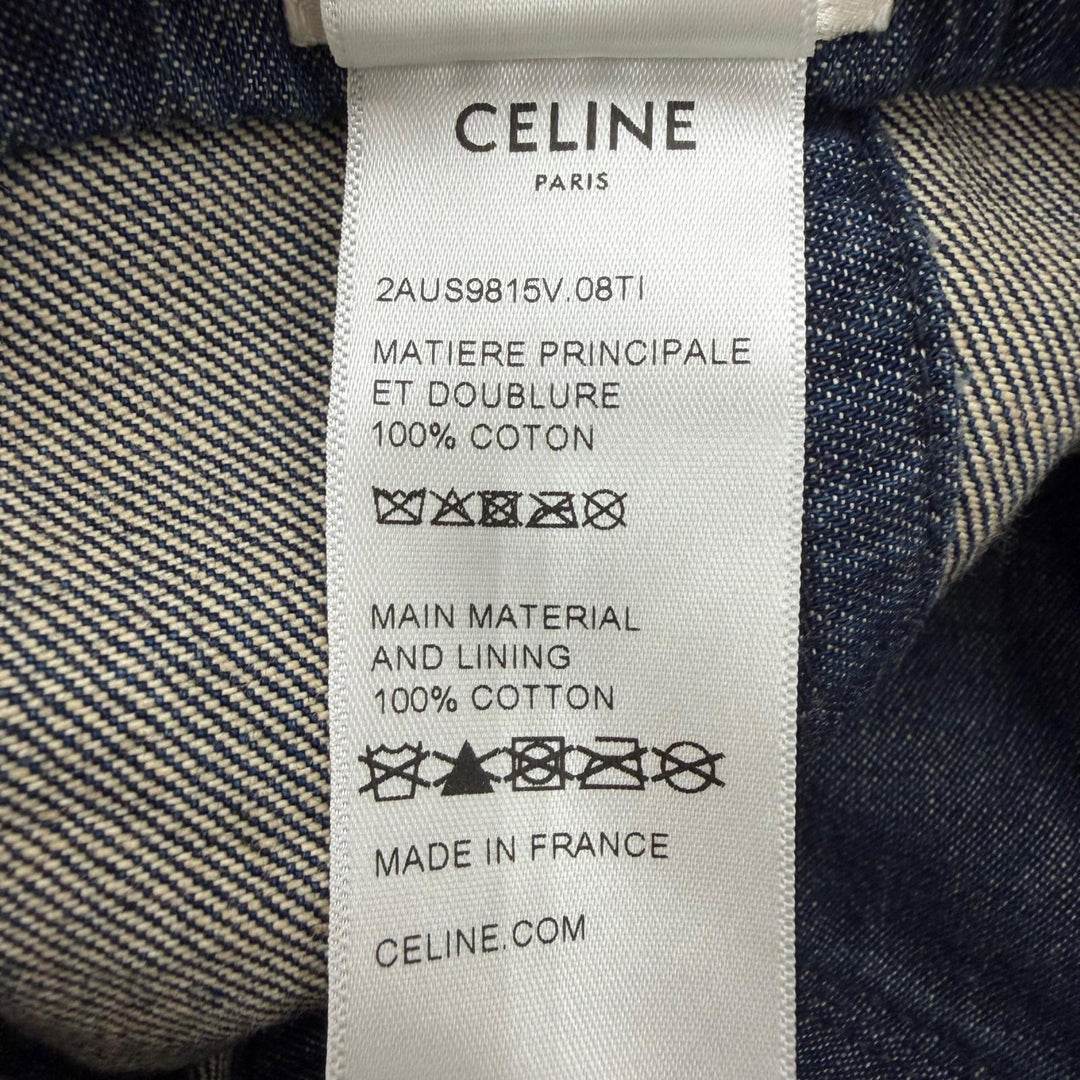 Pristine CELINE cap Logo embroidered denim hat Indigo cotton mens L 2AUS9815V