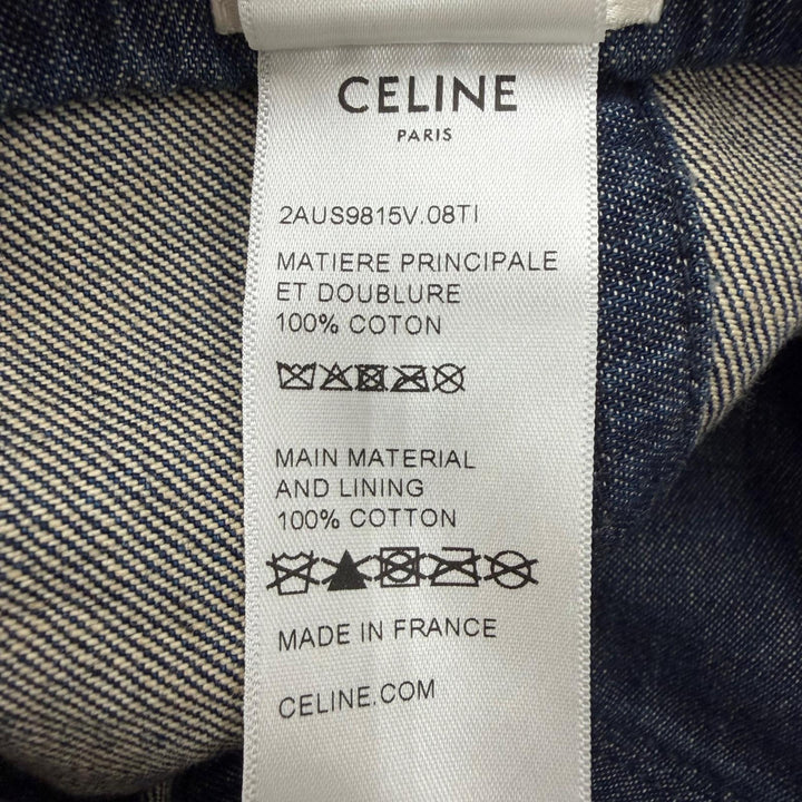 Pristine CELINE cap Logo embroidered denim hat Indigo cotton mens L 2AUS9815V