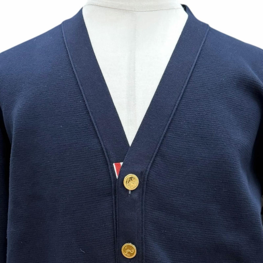 Excellent THOM BROWNE cardigan Navy cotton mens 2 MKC171A