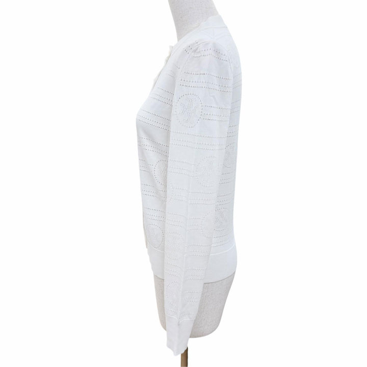 Excellent HERMES cardigan H-lift Serie Button Long-Sleeve Knit white Women 36