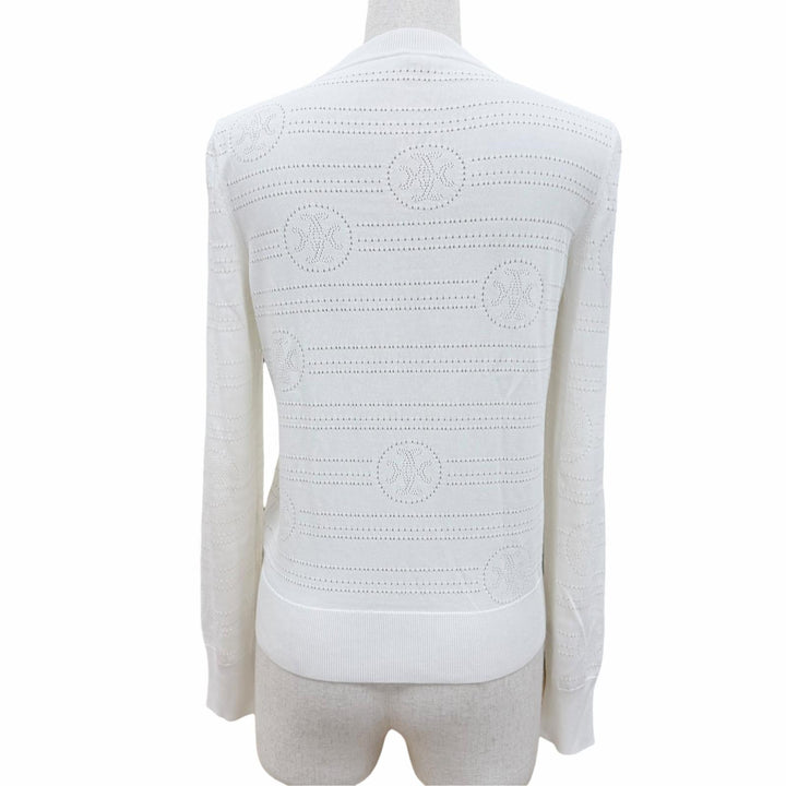 Excellent HERMES cardigan H-lift Serie Button Long-Sleeve Knit white Women 36