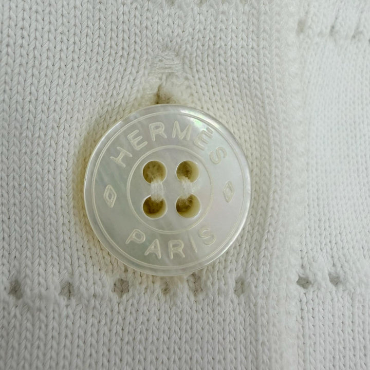 Excellent HERMES cardigan H-lift Serie Button Long-Sleeve Knit white Women 36