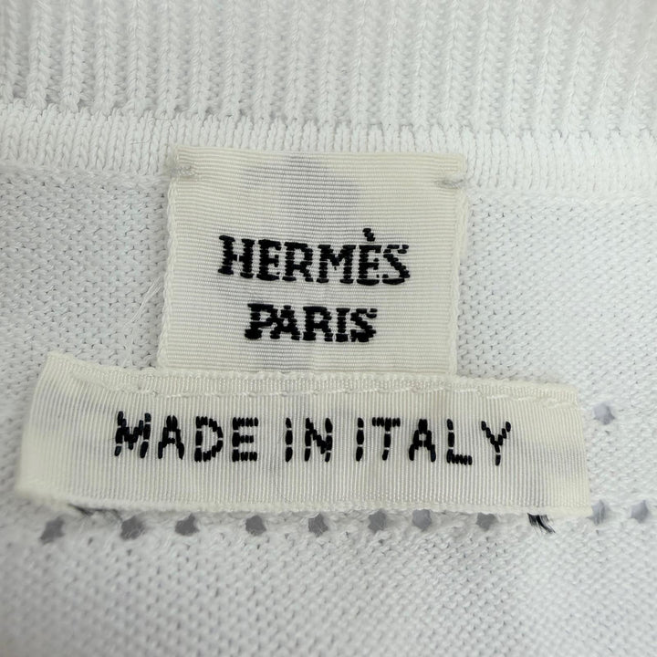 Excellent HERMES cardigan H-lift Serie Button Long-Sleeve Knit white Women 36