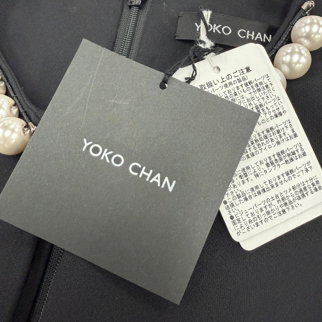 Pristine YOKO CHAN one piece Eco-pearl embellished sleeveless top black 36