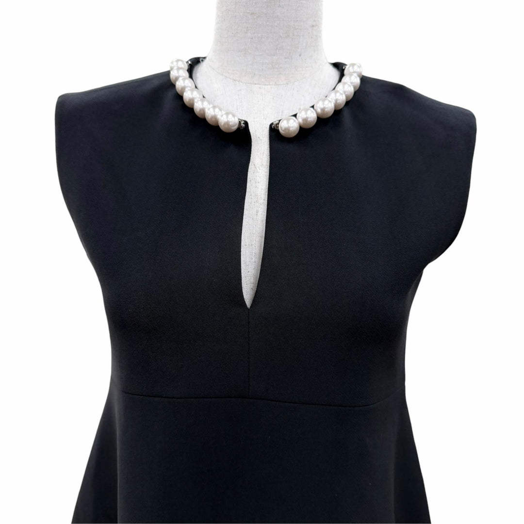 Pristine YOKO CHAN one piece Eco-pearl embellished sleeveless top black 36