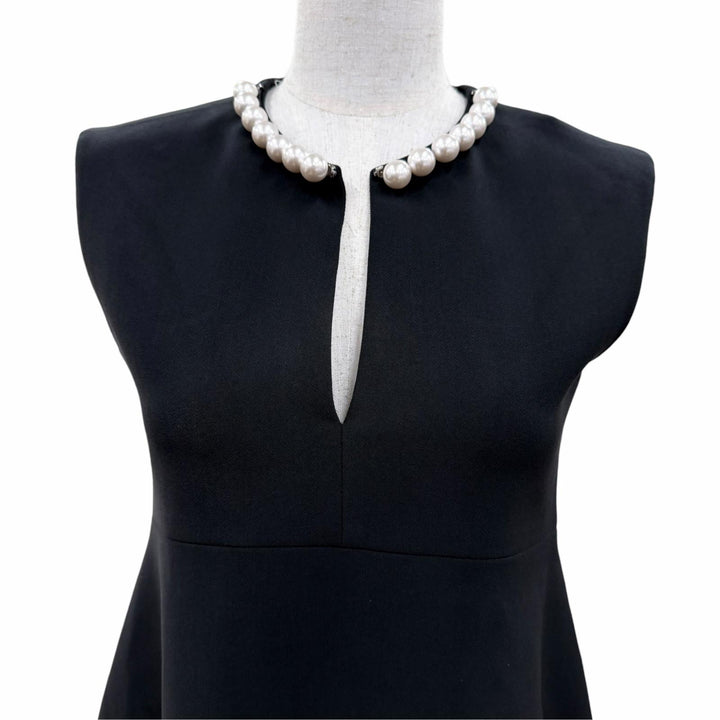 Pristine YOKO CHAN one piece Eco-pearl embellished sleeveless top black 36