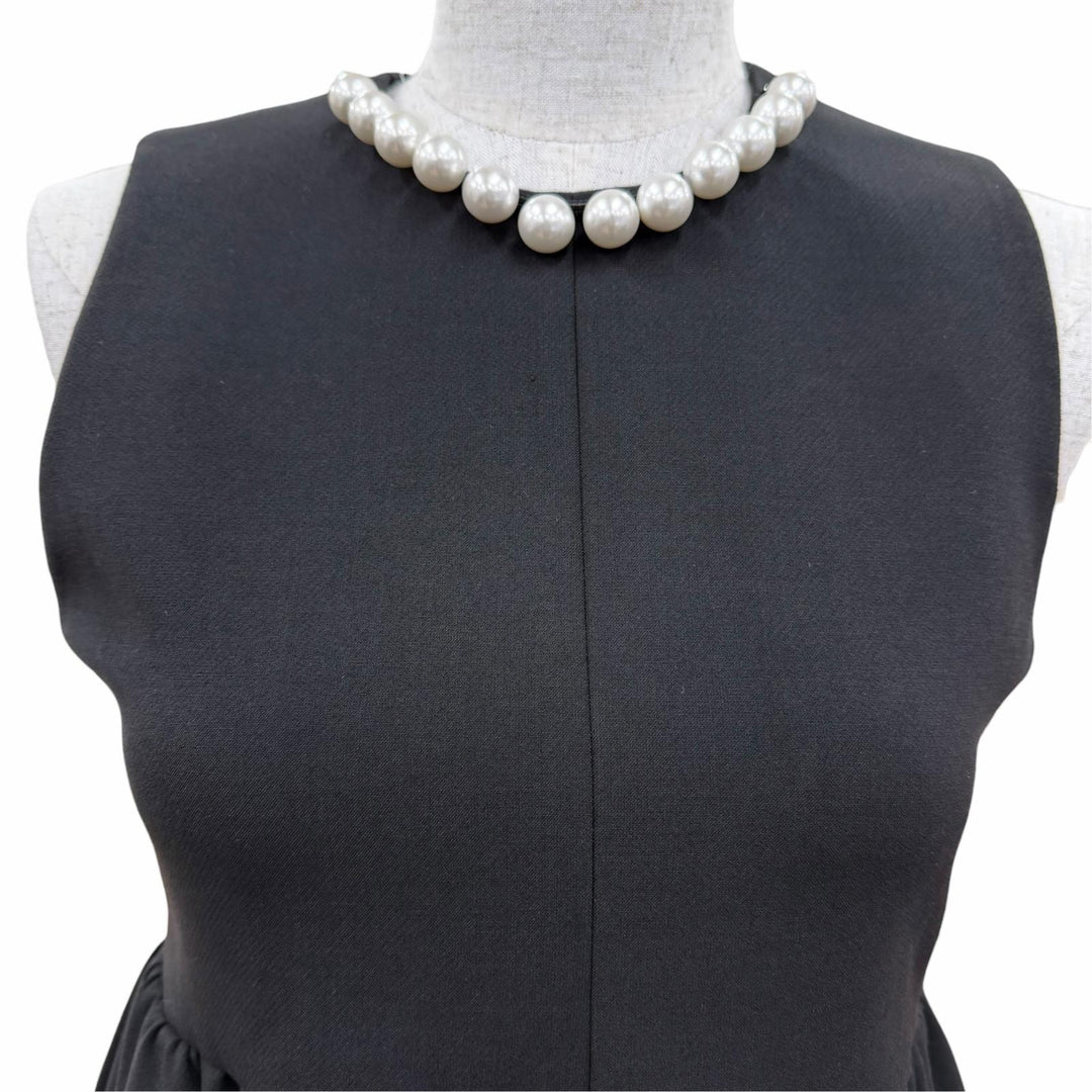Pristine YOKO CHAN one piece Eco-pearl embellished sleeveless top black 38