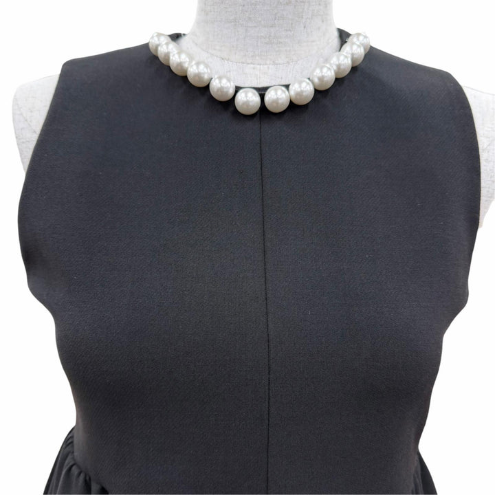 Pristine YOKO CHAN one piece Eco-pearl embellished sleeveless top black 38