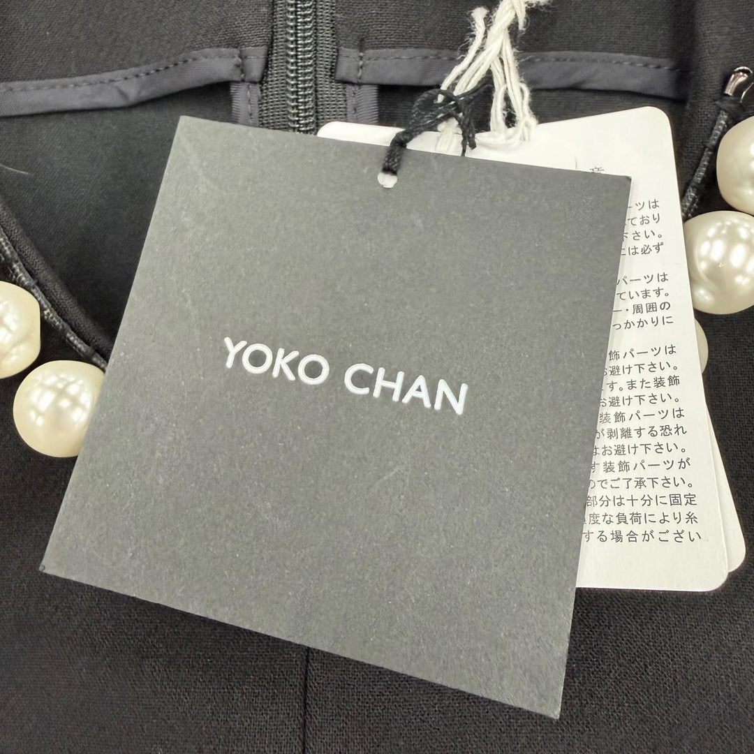 Pristine YOKO CHAN one piece Eco-pearl embellished sleeveless top black 38
