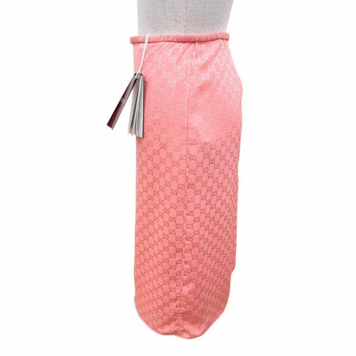 Pristine GUCCI Tight Skirt GG pattern with petticoat pink silk Women 40 846275