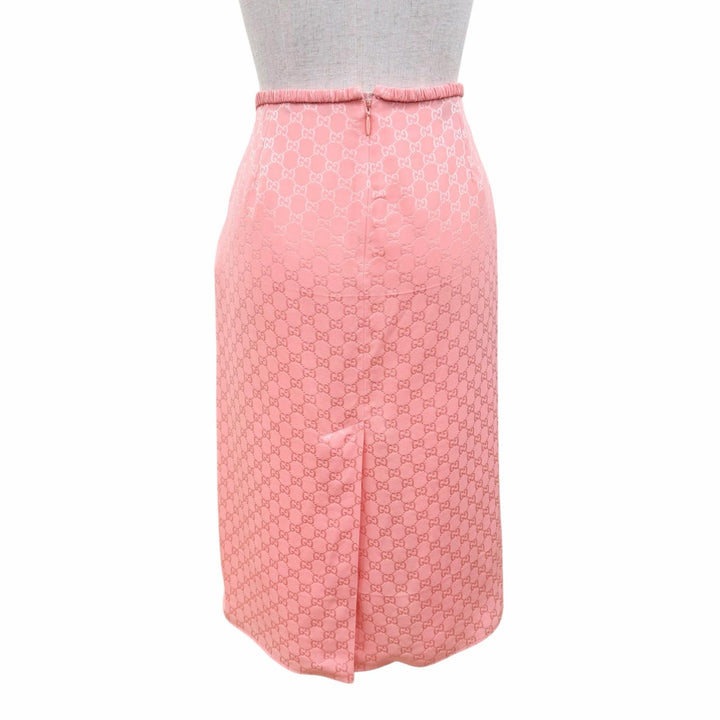 Pristine GUCCI Tight Skirt GG pattern with petticoat pink silk Women 40 846275