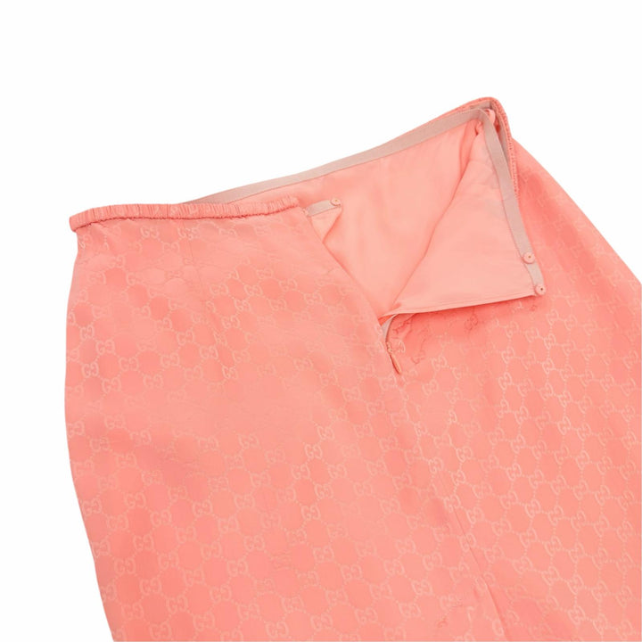Pristine GUCCI Tight Skirt GG pattern with petticoat pink silk Women 40 846275