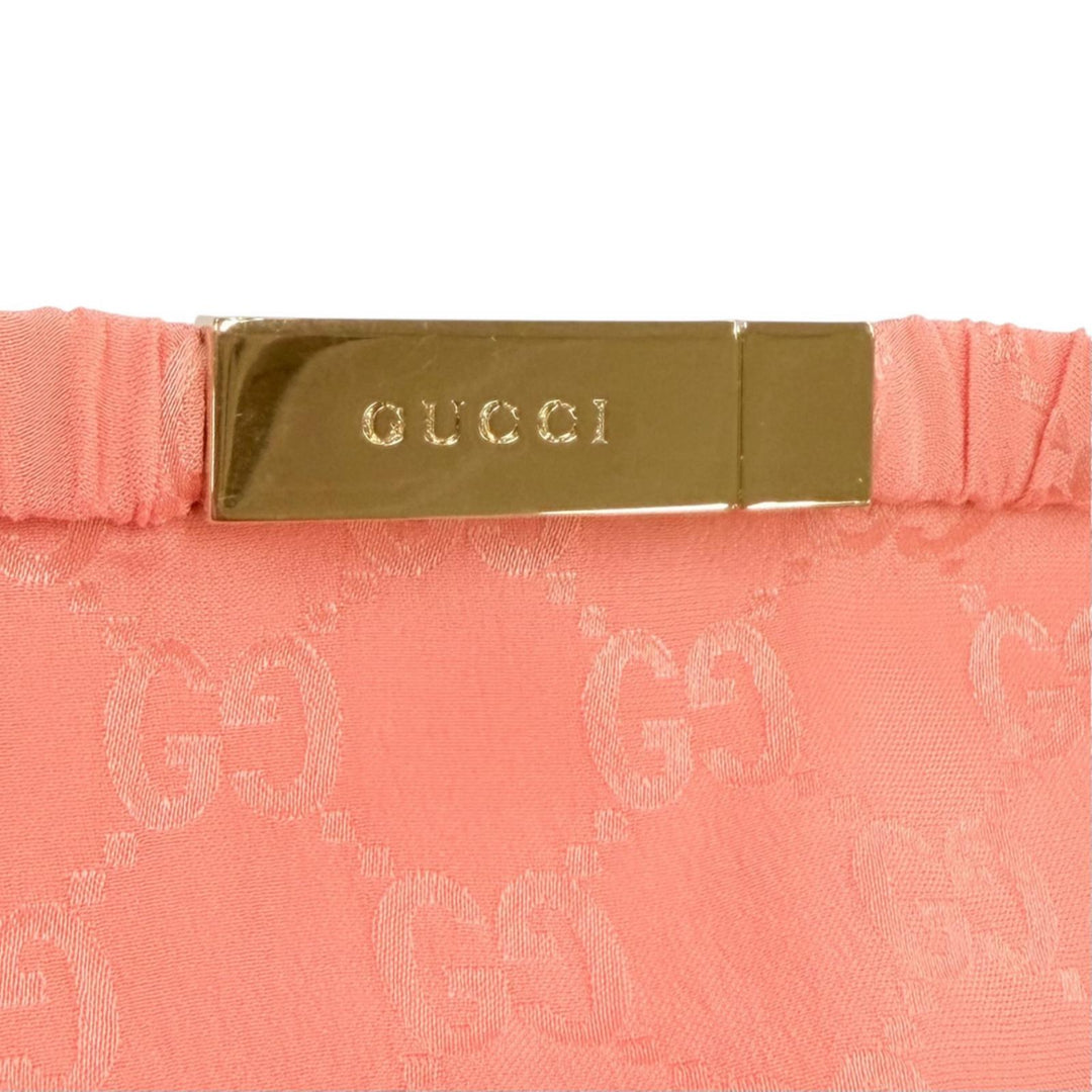 Pristine GUCCI Tight Skirt GG pattern with petticoat pink silk Women 40 846275