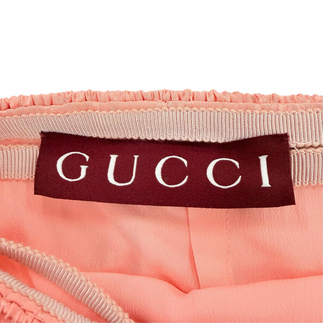 Pristine GUCCI Tight Skirt GG pattern with petticoat pink silk Women 40 846275