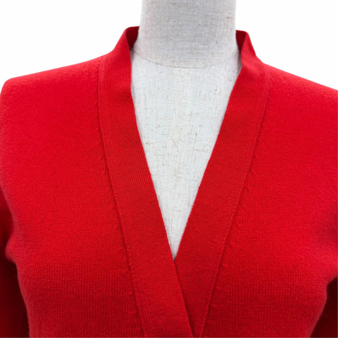 Excellent HERMES cardigan Serie Button Long Sleeve Knit Red cashmere Women 38