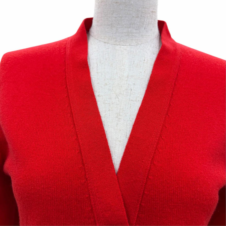Excellent HERMES cardigan Serie Button Long Sleeve Knit Red cashmere Women 38