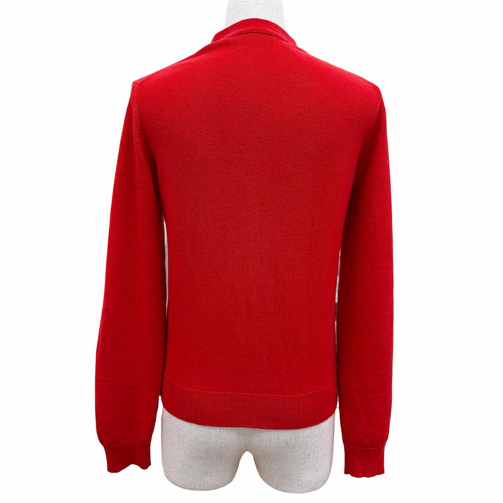 Excellent HERMES cardigan Serie Button Long Sleeve Knit Red cashmere Women 38