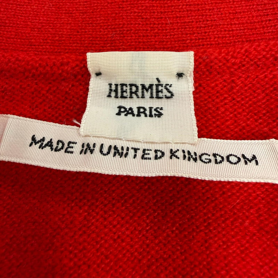 Excellent HERMES cardigan Serie Button Long Sleeve Knit Red cashmere Women 38