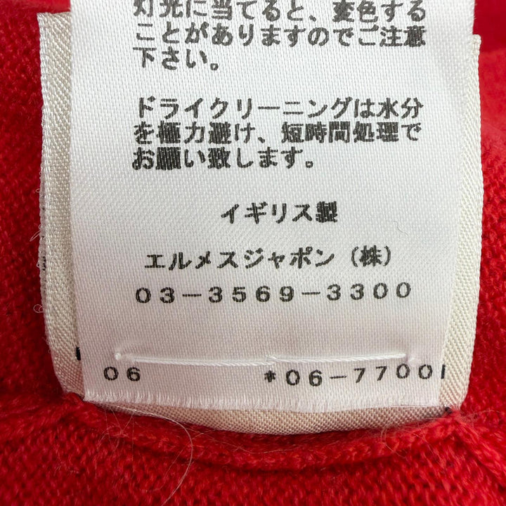 Excellent HERMES cardigan Serie Button Long Sleeve Knit Red cashmere Women 38