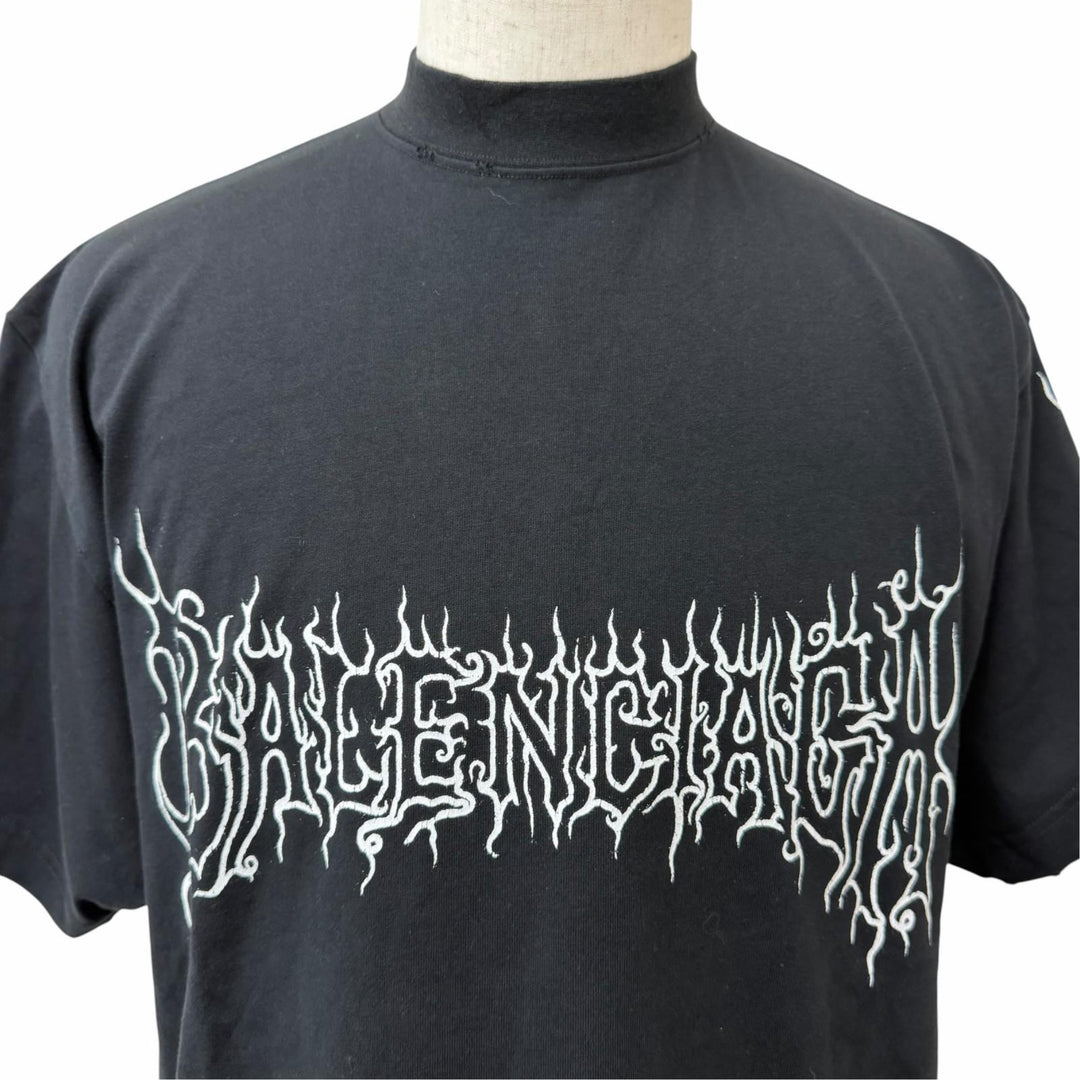 Excellent BALENCIAGA Short sleeve T-shirt Darkwave Tee Damage processing