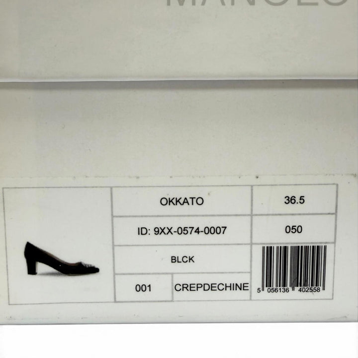Pristine MANOLO BLAHNIK pumps OKKATO All-over jewel pattern black Satin 36.5