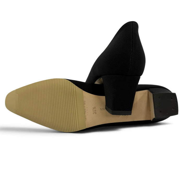Pristine MANOLO BLAHNIK pumps OKKATO All-over jewel pattern black Satin 36.5
