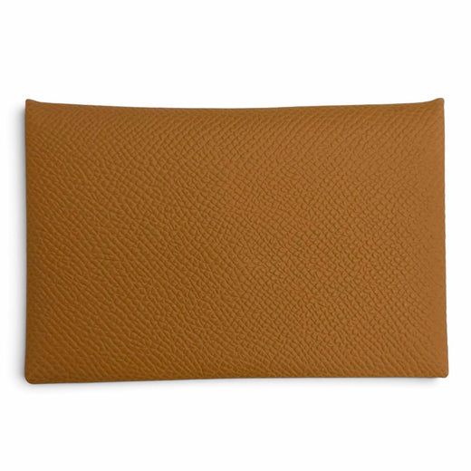 Pristine HERMES Card Case Calvi Brown Epsom Leather Women