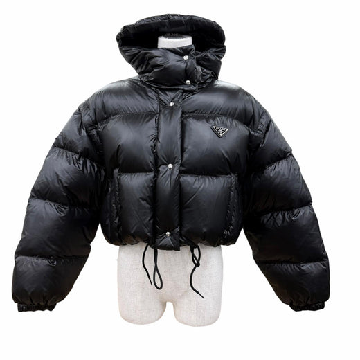 Excellent PRADA Down jacket Triangle Logo Cropped Convertible 2-Way Vest 38