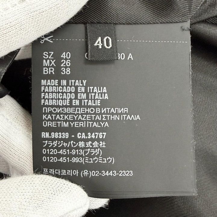 Excellent PRADA coat Triangle Logo Double-Breasted Long Jacket black IT 40 P604S