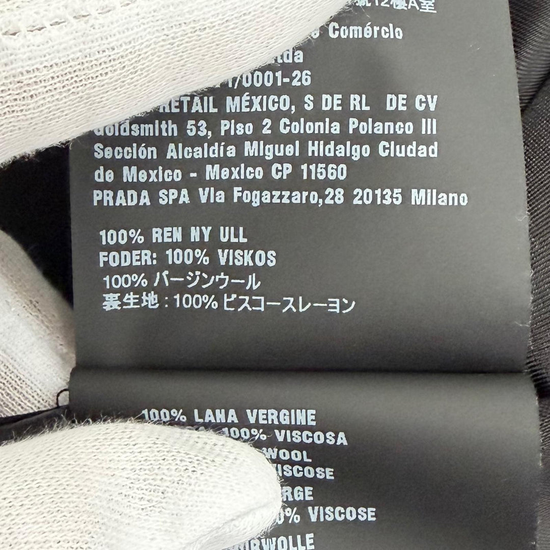 Excellent PRADA coat Triangle Logo Double-Breasted Long Jacket black IT 40 P604S