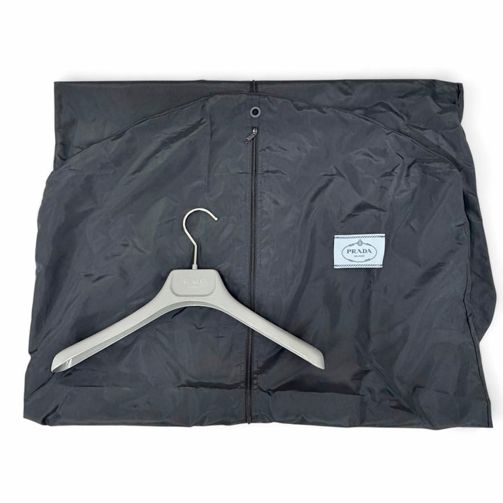 Excellent PRADA coat Triangle Logo Double-Breasted Long Jacket black IT 40 P604S