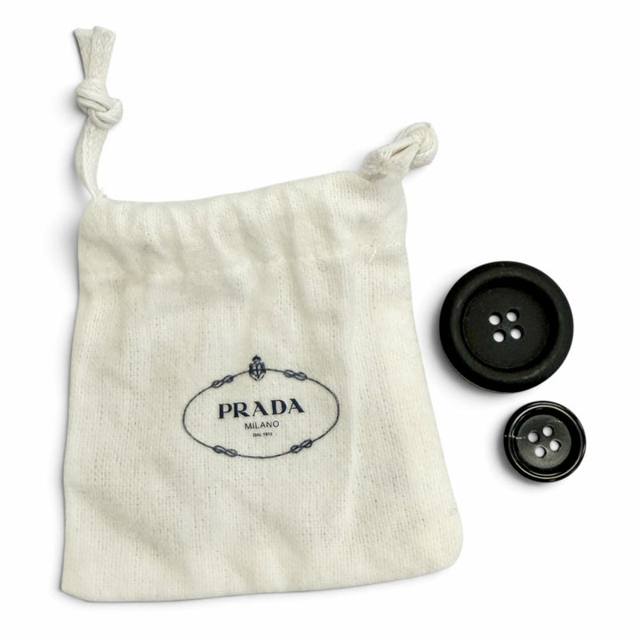 Excellent PRADA coat Triangle Logo Double-Breasted Long Jacket black IT 40 P604S