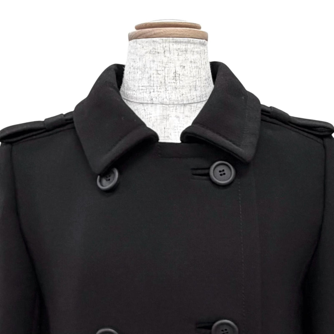Excellent PRADA coat Triangle Logo Double-Breasted Long Jacket black IT 40 P604S