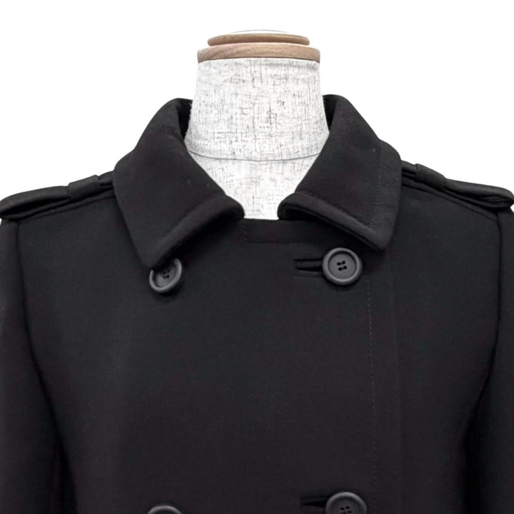 Excellent PRADA coat Triangle Logo Double-Breasted Long Jacket black IT 40 P604S